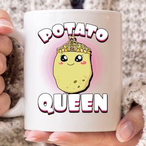 Potato Queen Mug, Funny Couch Potato Coffee Cup For Women, Cute Potato Farming Gift Idea For Potato Lover Girl Boy, Cool Potatoes Mug