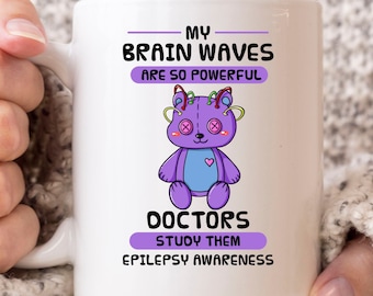 My Brain Waves Are So Powerful Mug, Cute Purple Day Awareness Coffee Cup For Epilepsy Fighter And Warrior, Epilepsy Support Gift