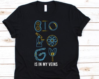 Biology Is In My Veins Shirt, Funny Science Gift Idea For Biology Teacher Student, Science Tee For Biologist Scientist, Cute Biology T-Shirt