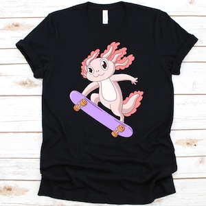 Skateboard Axolotl Shirt, Ambystoma Mexicanum Graphic, Paedomorphic Salamander, Tiger Salamander, Cute Axolotl Design, Salamander Species