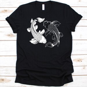 Yin Yang Koi Fish Shirt, Nishikigoi Design, Fish Lover, Brocaded Carp, Japanese Fish, Koi Fish, Amur Carp, Koi Ponds, Metallic White Koi