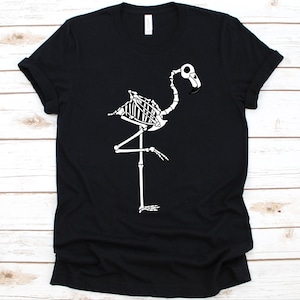 Skeleton Flamingo Shirt, Trick Or Treat, Gift For Halloween, Jack O Lantern, Pink Flamingo, Flamingo Lover Tee, Skeleton Flamingo Graphic
