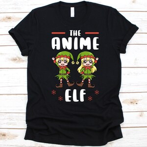 La camisa de elfo de anime, regalo de Navidad, anime japonés, amantes del anime, dibujos animados kawaii, gráfico de Navidad, diseño de elfos lindos, anime de Navidad