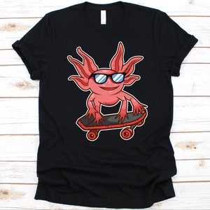Skateboarding Axolotl Shirt, Ambystoma Mexicanum Graphic, Paedomorphic Salamander, Tiger Salamander, Cute Axolotl Design, Salamander Species