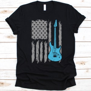 Electric Guitar USA Flag Shirt, Electric Guitar, Guitar Lovers, Guitarist, Instrumentalist Graphic, String Instrument, US Flag, July 4th