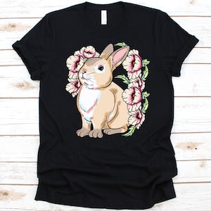 Cute Rabbit Flower Shirt, Rabbit Design, Pet Lovers Gift For Men and Women, Bunny Rabbit Graphic, Hare Shirt, Bucks Rabbit, Does T-Shirt
