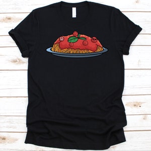 Camisa de espaguete e almôndegas, linda camisa de macarrão para homens e mulheres, gráfico de cozinheiro italiano, camiseta para amantes de macarrão, presente para chefs, design de almôndegas