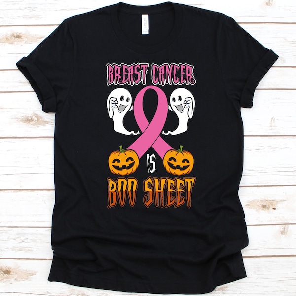 Breast Cancer Is Boo Sheet Shirt, Breast Cancer Awareness, Breast Cancer Warrior, Pink Ribbon, Halloween, Jack O Lantern Graphic, Ghosts Tee