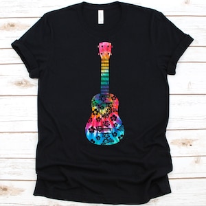 Hawaiian Ukulele Tie Dye Shirt, Ukulele Design, Ukulele Lovers, Musician Shirt, Instrumentalists Gift, String Instrument, Floral Graphic