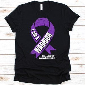 I Am A Warrior Epilepsy Awareness Shirt, Gift For Epilepsy Warrior, Seizure Awareness Gift, Purple Ribbon Design, Epilepsy Support Shirt
