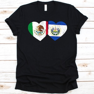 Half Mexican Half Salvadorian Shirt, Salvadorans Gift, El Salvador Flag, Mexico Flag, Dual Nationality, Mexican Shirt, Salvadoran Patriots