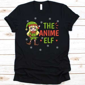 La camisa de anime Elf, regalo de Navidad, anime japonés, amantes del anime, dibujos animados Kawaii, gráfico de Navidad, diseño de linda chica elfa, anime de Navidad