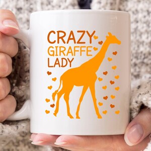 Crazy Giraffe Lady Mug, Cute Giraffe Coffee Cup, Gift For Giraffe Lovers, Funny Zoo Animal Cup, Giraffe Graphic Women, Camelopard Design