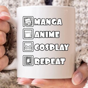 Manga Anime Cosplay Repetir Taza, Divertido Japonés Anime Café Taza para los Amantes del Anime, Lindo Kawaii Regalo de Dibujos Animados, Ver Taza Anime