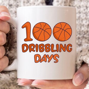 100 Dribbling Days Mug, Basketball Cup, Gift For Basketball Players, Basketball Graphic, Basketball Lovers Cup, 100th Day Of School Design