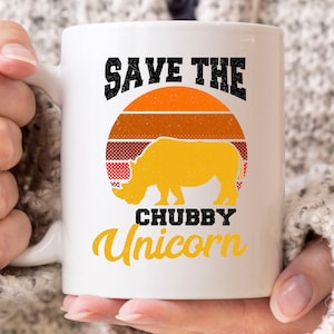 Save The Chubby Unicorn Mok, Grappig I Love Rhinoceros Mok voor Rhino Lover Mannen en Vrouwen, Schattig Rhino Animal Cadeau Idee voor hem en haar