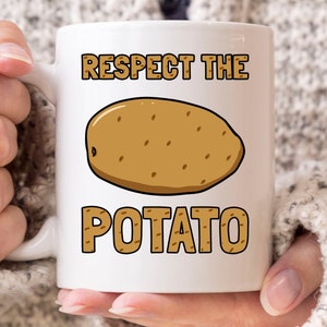 Respect The Potato Mug, Funny Couch Potato Coffee Cup For Men And Women, Cute Potato Farming Gift Idea For Potato Lover Girl Boy
