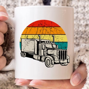 Retro Truck Mug, Gift For Truck Drivers, Truck Head Design, Lorry Graphic, Truck Lovers Coffee Cup, Truckers, Pick-Up Truck, Trucking Mug