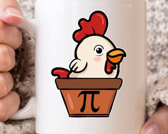 Chicken Pot Pie Mug, Funny Funny Pi Day Coffee Cup For Mathematics Teacher Student, Cute Mathematician Gift For Math Geeks Nerds Lovers