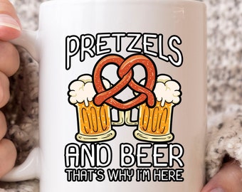 Bretzels et bière C’est pourquoi je suis ici Mug, drôle Deutsch Pretzel Day tasse à café pour buveur de bière, mignonne tasse de café de fête allemande, amateur de bière