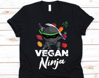 Vegan Ninja Shirt, Cute Vegetarian T-Shirt Per Uomo E Donna, Ninja Shirt, Veganismo, Regalo Vegano, Camicia Vegetale, Frutta, Fruttarianesimo