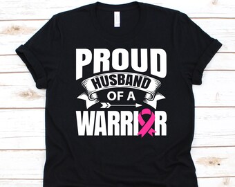 Trotse echtgenoot van een krijger shirt, borstkanker fighters echtgenoot gift, borstkanker bewustzijn, roze lint shirt, borstkanker ondersteuning