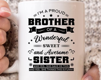 I'm A Proud Brother Mug, Cute Big Brother Announcement Coffee Cup For Kids And Toddlers, Funny New Big Brother Gift Idea, Big Bro Mug