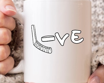 Love Hockey Mug, Funny Sport Coffee Cup For Hockey Player Coach Dad Mom, Cute Hockey Lover Gift Idea, Ice Hockey Mug For Men Women
