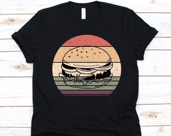 Retro stijl cheeseburger shirt, burger T-shirt voor mannen en vrouwen, Hamburger graphic, burger liefhebber, cadeau voor fijnproevers, rundvlees burger, snack