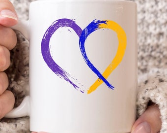 Bladder Cancer Heart Mug, Bladder Cancer Awareness Coffee Mug, Gift For Bladder Cancer Warrior, Cancer Support, Bladder Cancer Ribbon Design