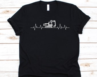 Excavator Heartbeat Shirt, Gift For Construction Workers, Excavation, Excavator Construction, Backhoe, Excavator Cranes, Heart Rate, ECG