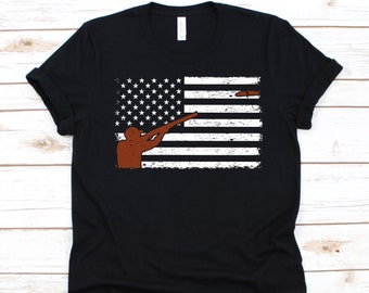 Skeet Shooting American Flag Shirt, Clay Target Shooting, Shooting Sport, Sporting Clay Shirt, Trap Shooting Lovers, USA Flag, 4 de julio