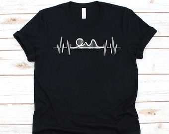Roller Coaster Heartbeat Shirt, Roller Coaster Lover Design For Men And Women, Amusement Ride Shirt, Carnival Ride, Shuttle Roller Coaster