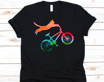 Cat Bicycle Shirt, Cute Cat Owners Gift, Cat Lovers Shirt, Bicycle Graphic, Biker Shirt, Cycling T-Shirt, Cyclist Design, Bicycle Lovers