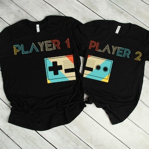 Speler 1 Speler 2 Shirt, leuk paar shirt, zoete gamer paar geschenken voor vriendje vriendin, video game matching t-shirt voor mannen vrouwen