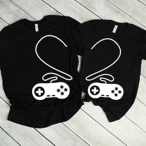 Controller Hart shirt, schattig paar shirt, zoete gamer paar geschenken voor vriendje vriendin, video game matching t-shirt voor mannen vrouwen