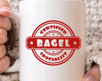 Zertifizierte Bagel Spezialist Becher, lustige Bagel Donut Kaffeetasse für Feinschmecker, Bagel Geschenke für Männer Frauen, Brotbecher für Bagel Donut Liebhaber Esser