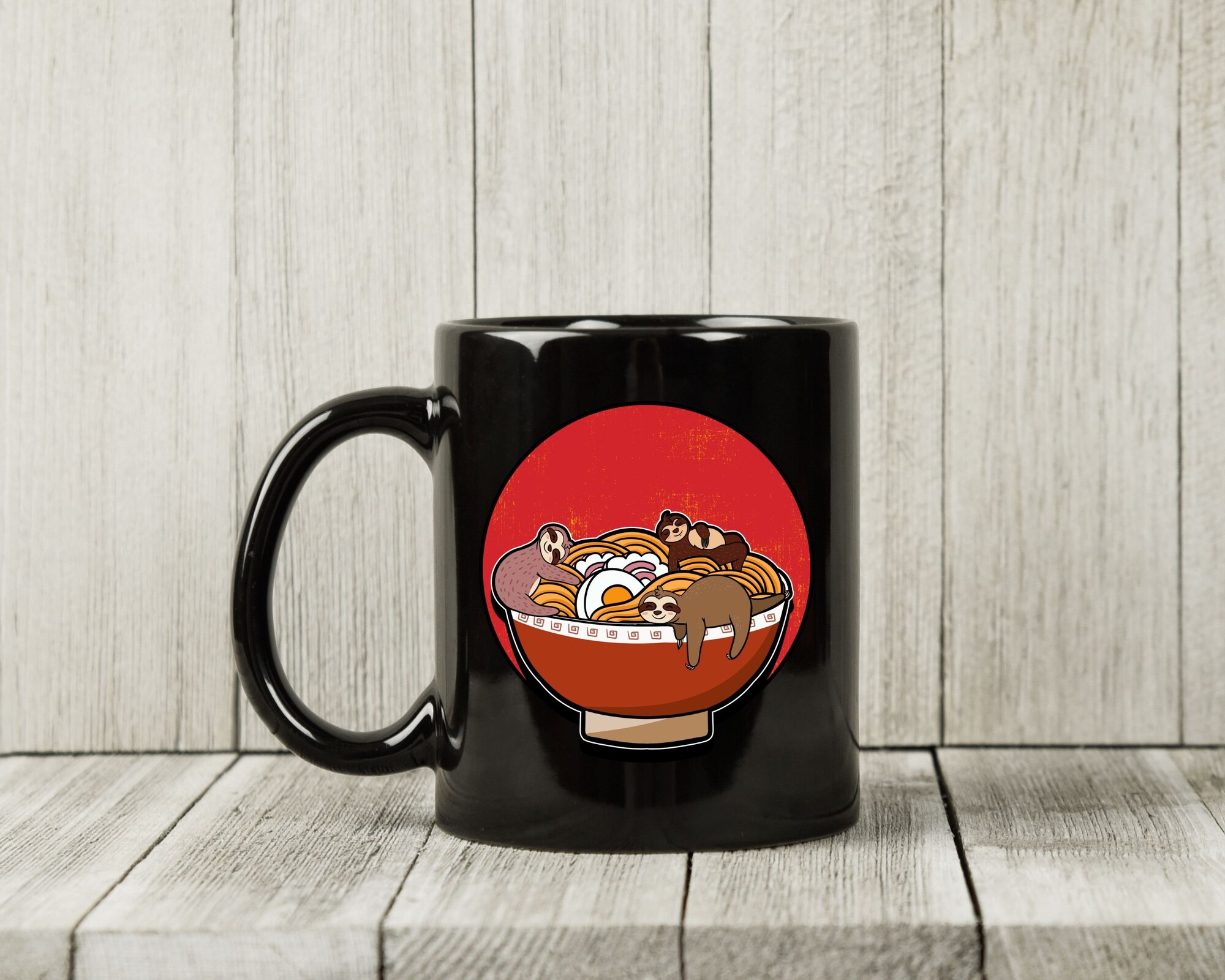 Ramen Sloth Mug, Funny Chopstick Noodles Coffee Cup For Ramen Lovers
