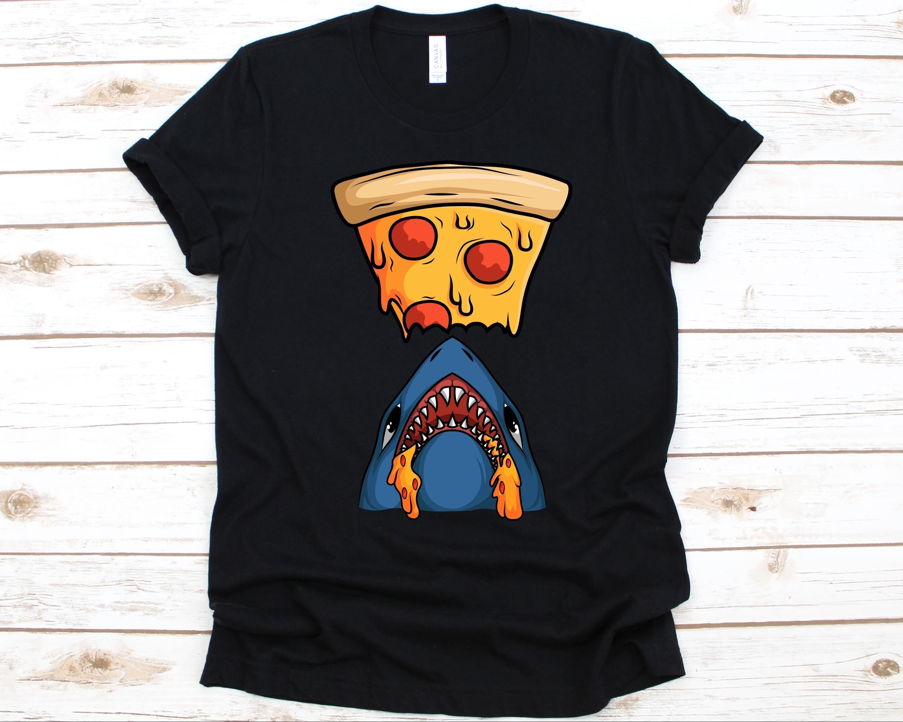 Shark eating hotsell pizza shirt
