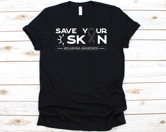 Skin Cancer Melanoma Awareness T-Shirt Black Ribbon Gift Skin Cancer Melanoma Awareness T-Shirt Black Ribbon Gift