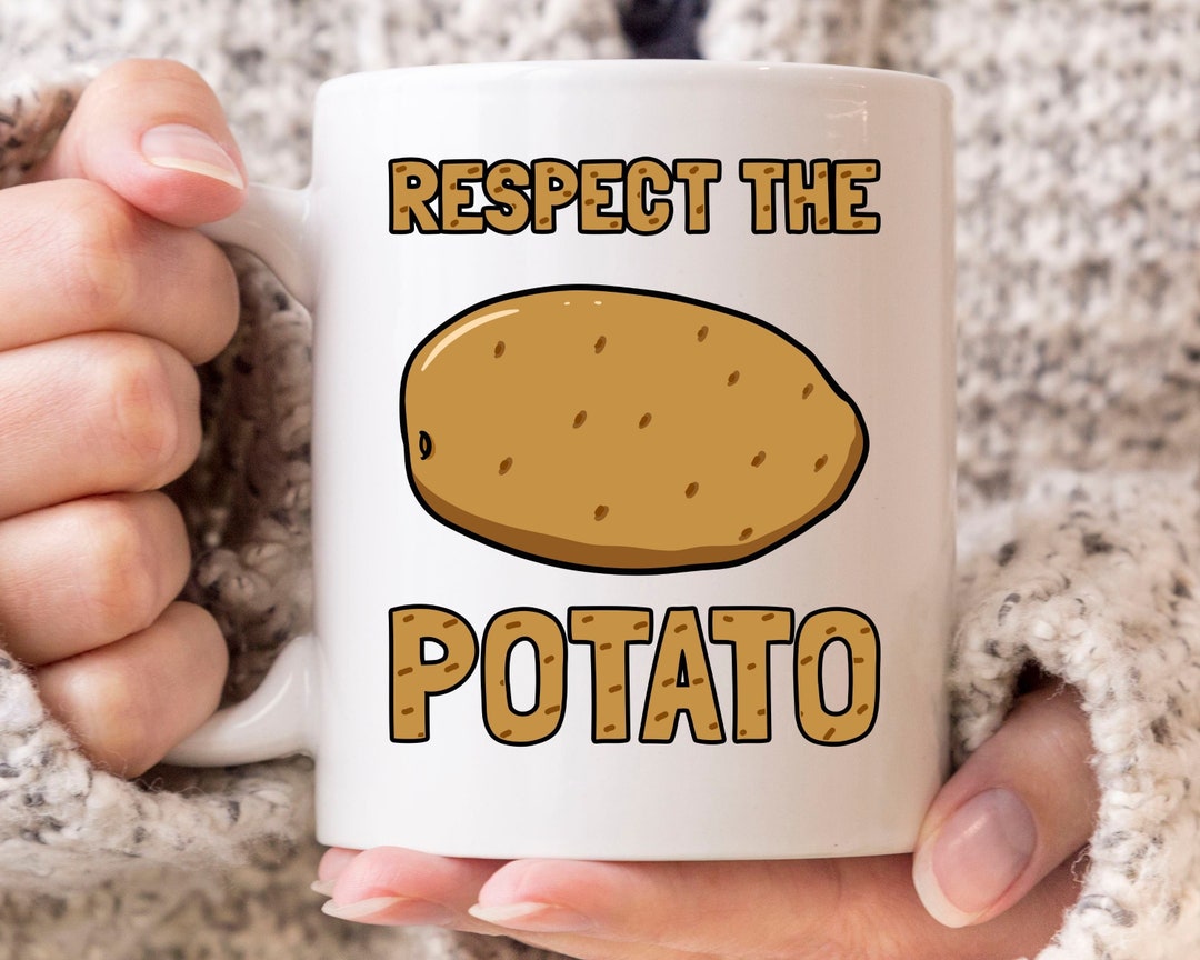 Respect the Potato Mug, Funny Couch Potato Coffee Cup for Men and Women