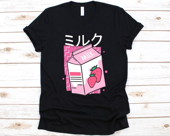 Japanese Milk Carton T-Shirt Gift Strawberry Milkshake Tee Japanese Milk Carton T-Shirt Gift Strawberry Milkshake Tee