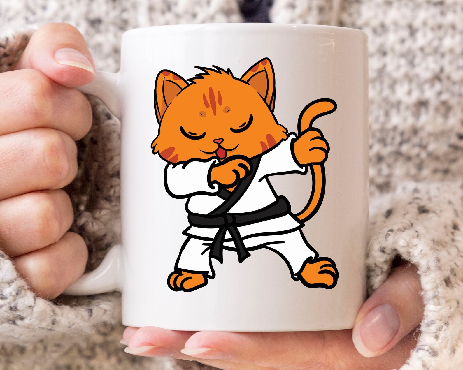 Dabbing Karate Cat Mug Cute Martial Arts Coffee Cup For Etsy