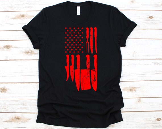 Chef Knife Set Shirt | Patriotic American Flag Kitchen Gift Chef Knife Set Shirt | Patriotic American Flag Kitchen Gift