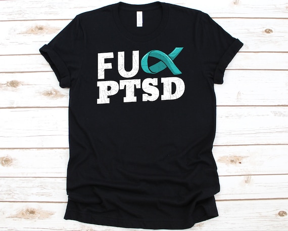 Fuck PTSD Shirt, Bipolar Awareness Gift For Men Women With Post-traumatic Stress Disorder Depression Anxiety, Teal Ribbon Support Tshirt