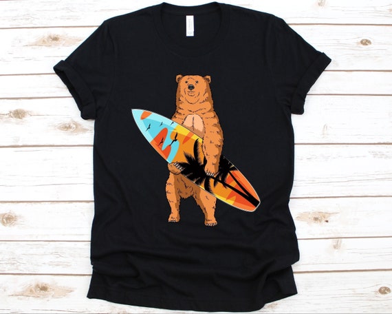 Surfing Bear Shirt Bear Surfer T shirt for Men and Women