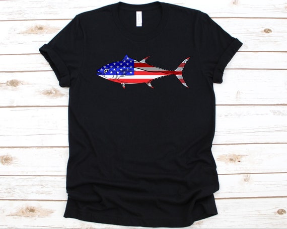 Tuna Fish American Flag Shirt, Gift for Fishermen, Tuna Fishing, Fishing  Lover, Yellowfin Tuna Design, Tuna Fish Graphic, USA Flag, July 4th 