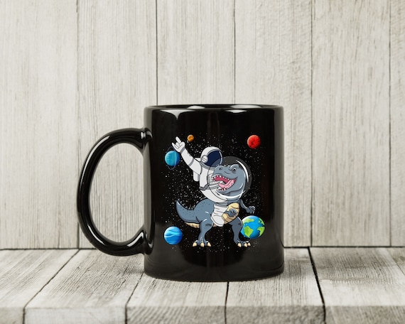 Astronaut Dinosaur Mug, Cute Outer Space T-rex Coffee Cup For Astronaut Lovers And Astronomy Fans, Cosmic Space Gift Idea For Boys And Girls
