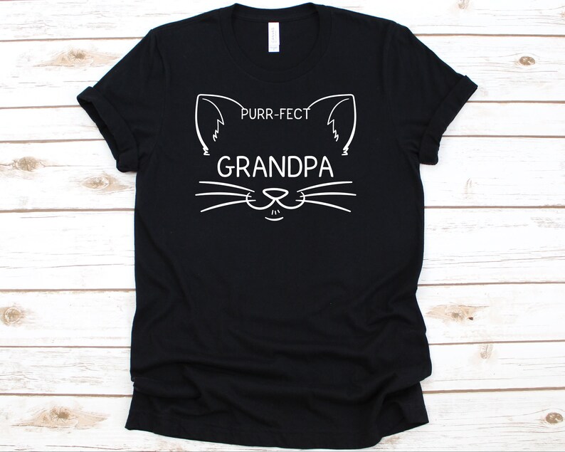 Purr-Fect Grandpa Shirt Kitty Gift On Grandparents Day Cat Lover Tee For Grandfather Kitten Owner T- Shirt For Gramps Granddad