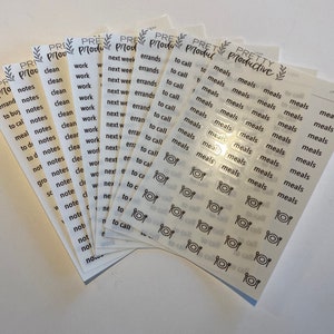 Hobonichi Cousin or Weeks Column Header Planner Stickers (All Black or Foiled)